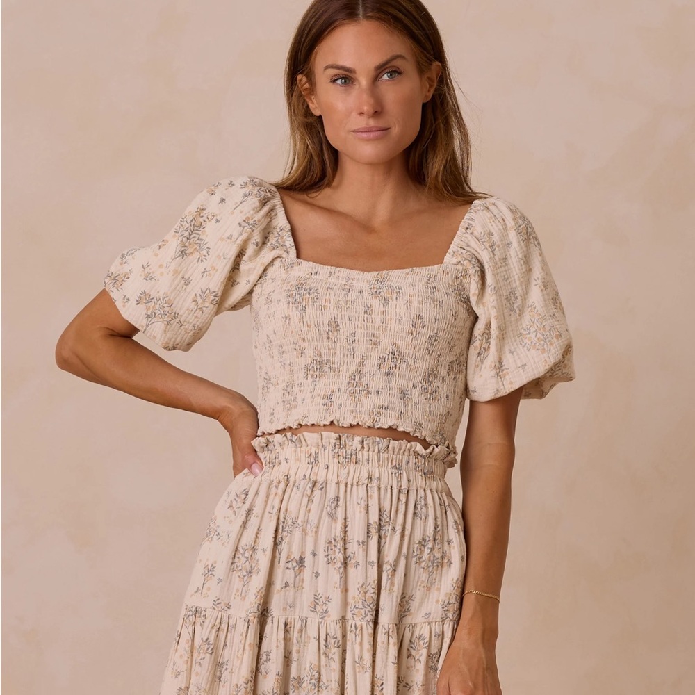 Rylee + Cru Citrus Grove Trixie Top and Ruffle Tiered Maxi Skirt Set